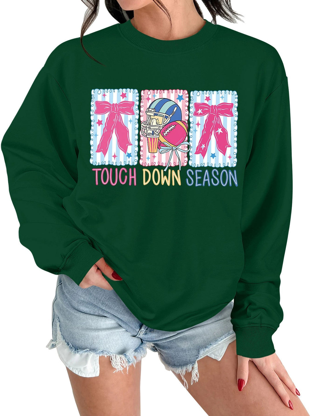 Sweat-shirt pour femmes avec motif football créatif et coupe décontractée