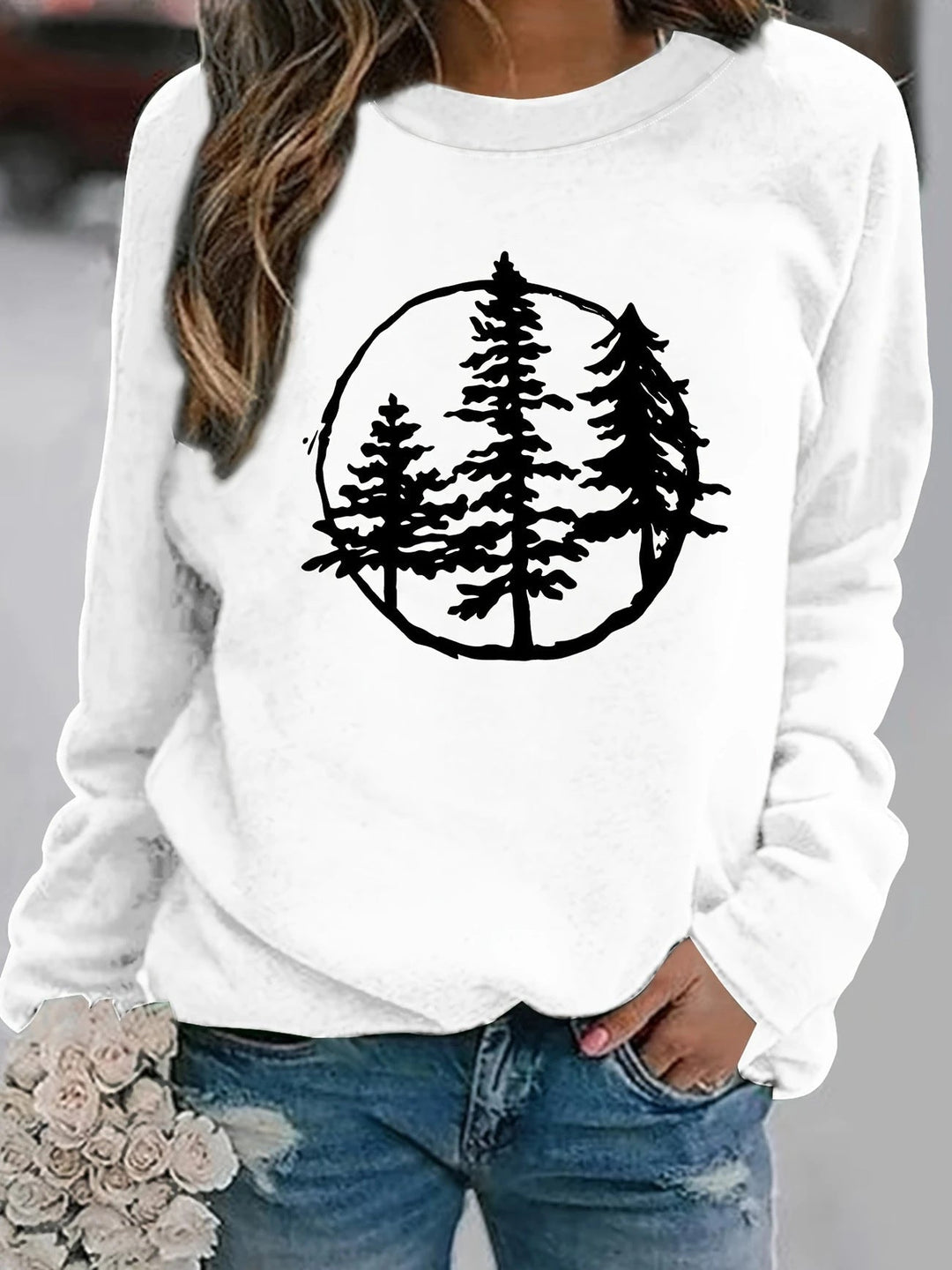 Sweatshirt pour femmes avec un motif nature cool et une coupe décontractée