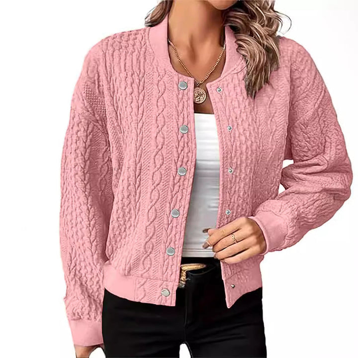 Gilet pour femmes au design moderne en torsades avec fermeture à boutons-pression