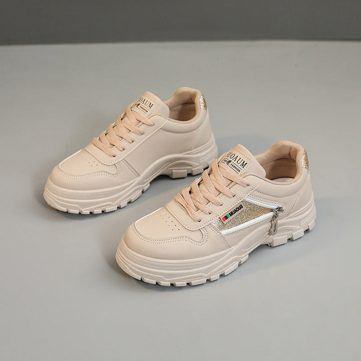 Baskets sportives pour femmes avec fermeture éclair à la mode et semelle amortissante