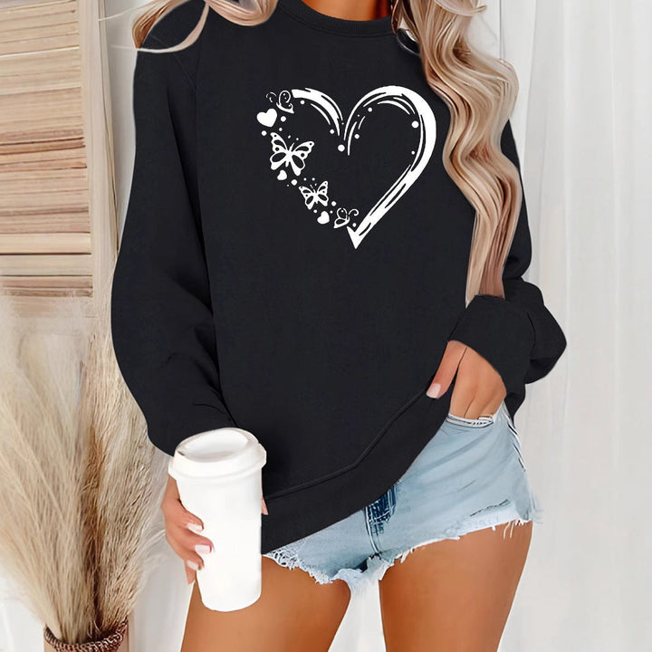 Sweatshirt pour femmes avec design créatif de cœur et de papillon