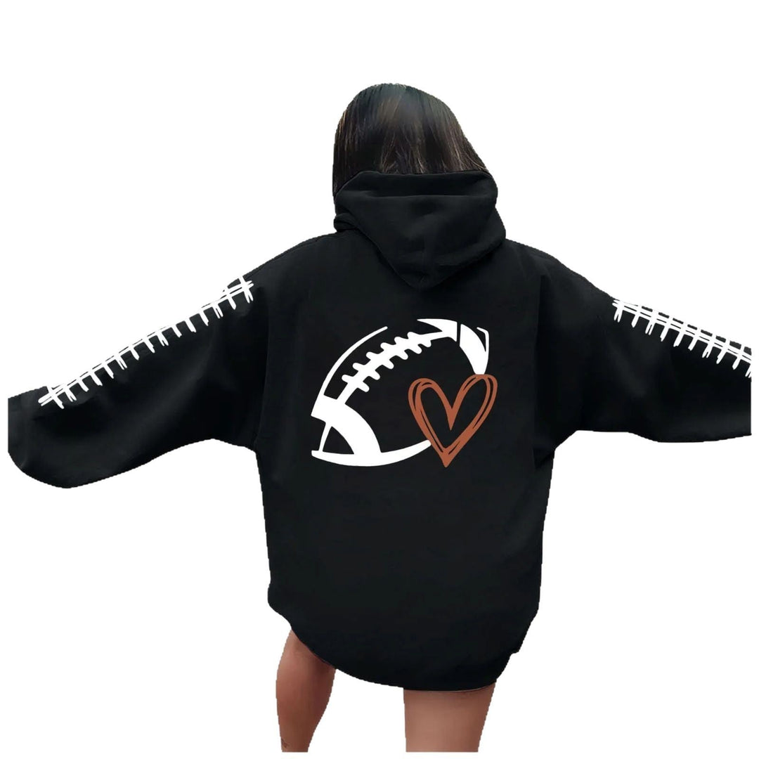 Sweat à capuche pour femmes avec motif football créatif et coupe décontractée