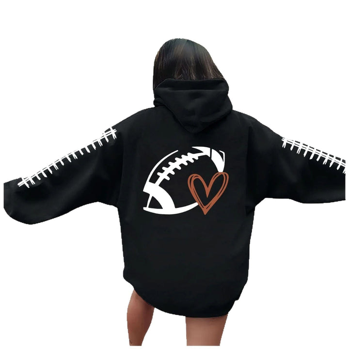 Sweat à capuche pour femmes avec motif football créatif et coupe décontractée