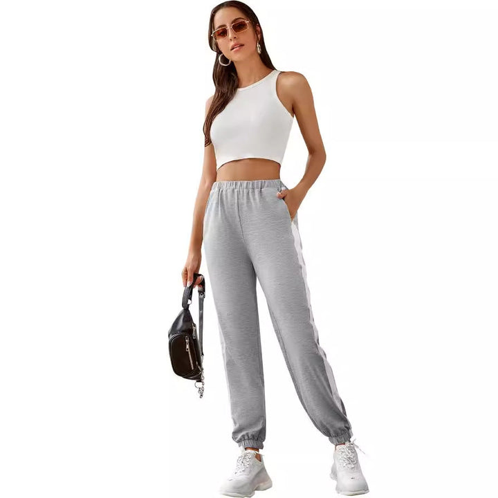 Pantalon de jogging confortable pour femmes avec bandes latérales et taille élastique