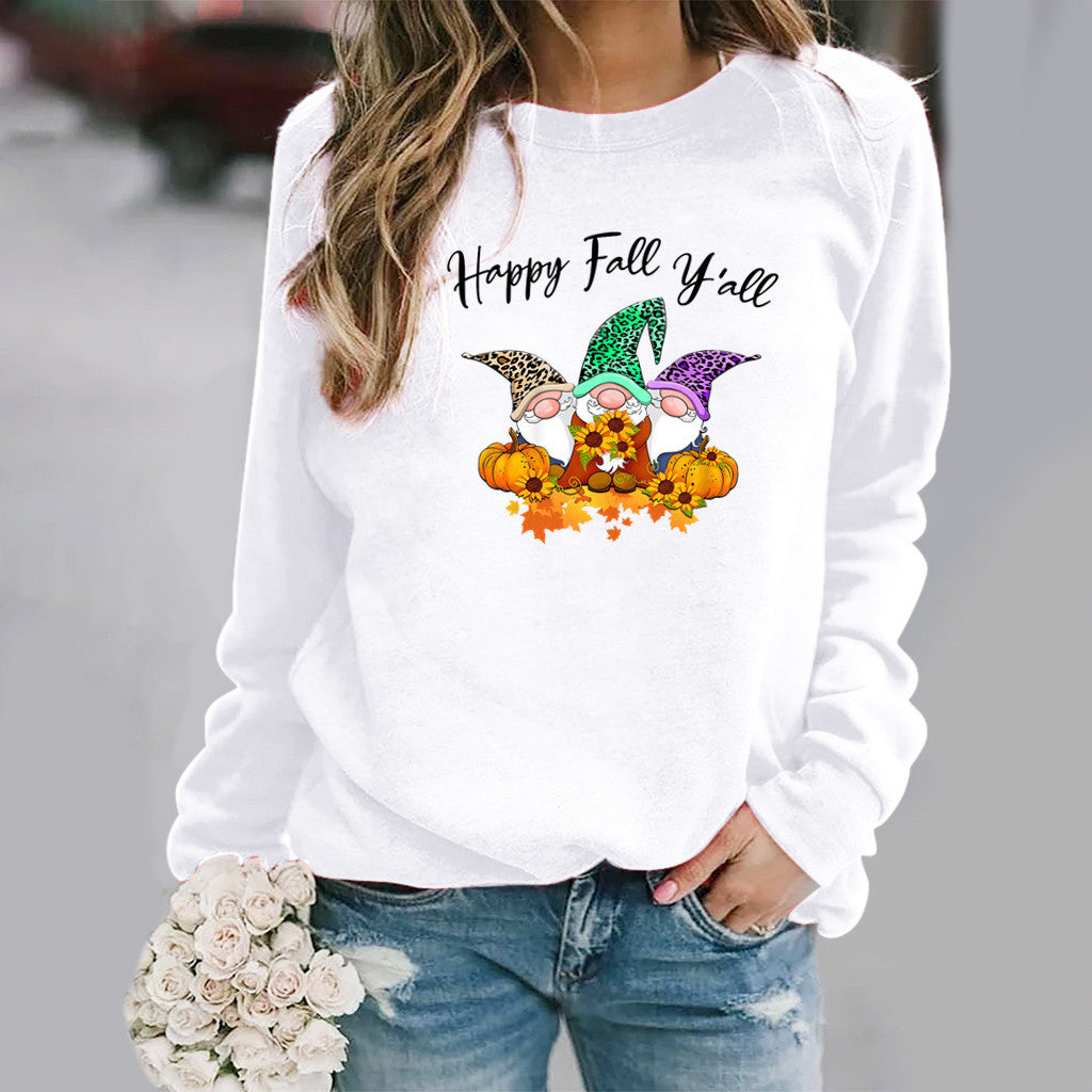 Sweatshirt pour femmes avec motif d'automne et coupe confortable
