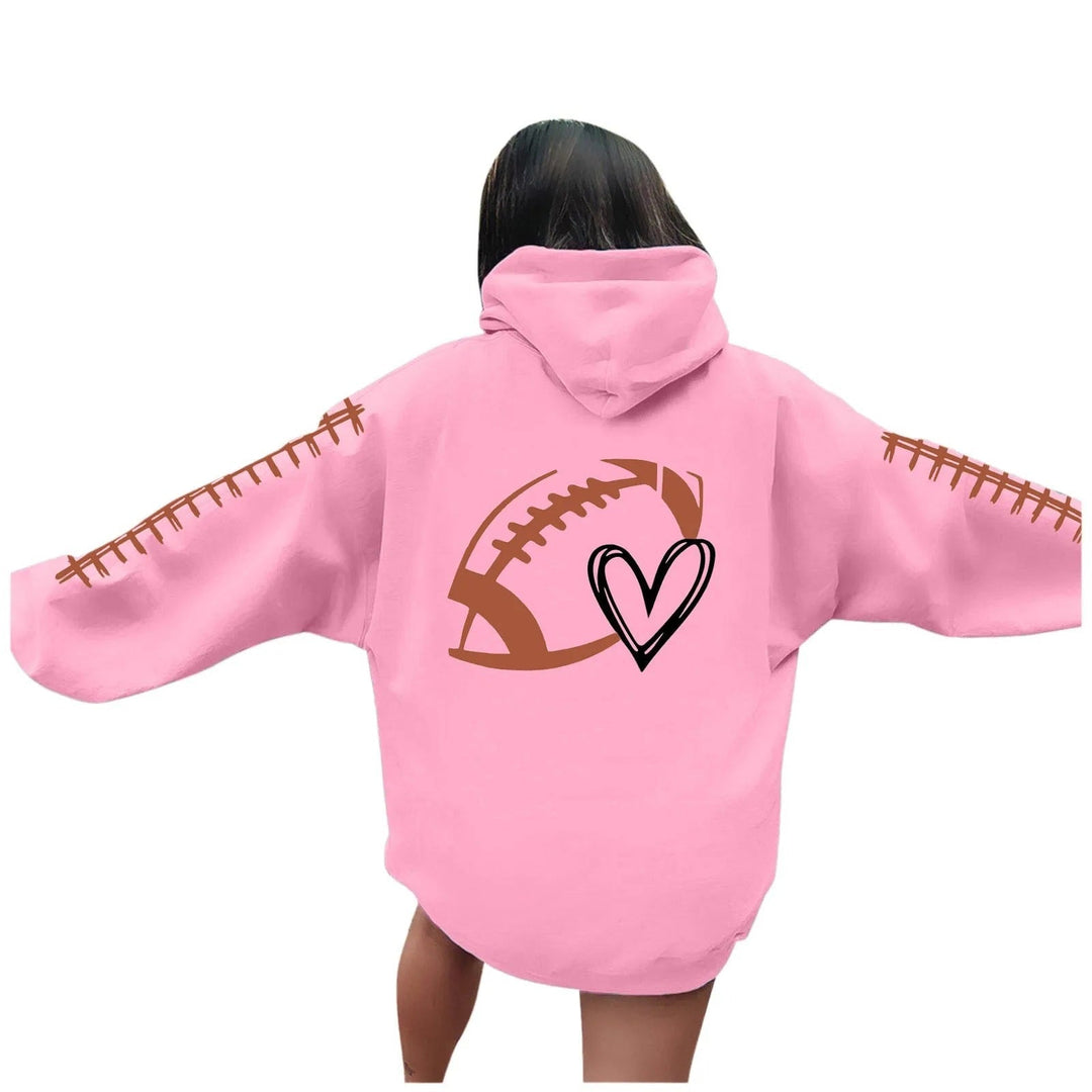 Sweat à capuche pour femmes avec motif football créatif et coupe décontractée