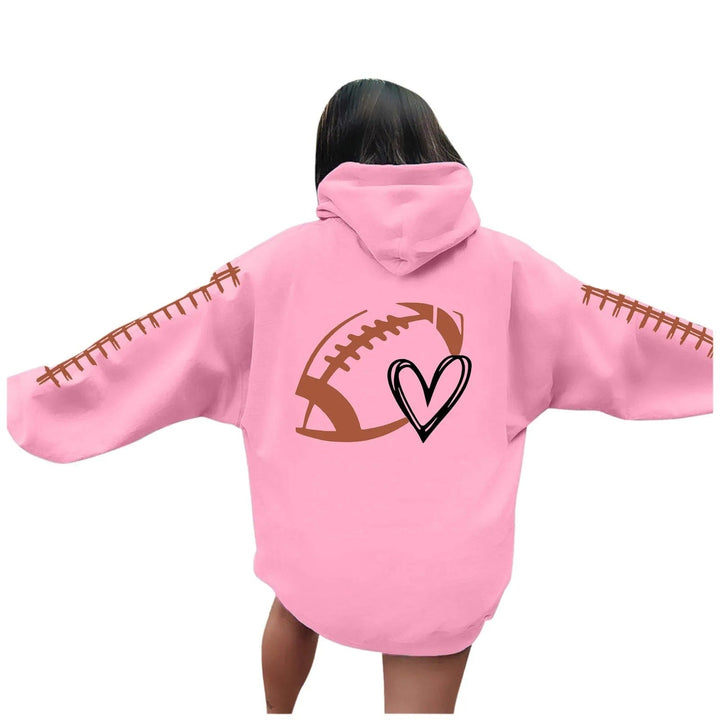 Sweat à capuche pour femmes avec motif football créatif et coupe décontractée