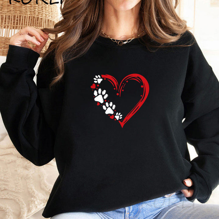 Sweatshirt pour femmes avec design créatif de cœur et de patte