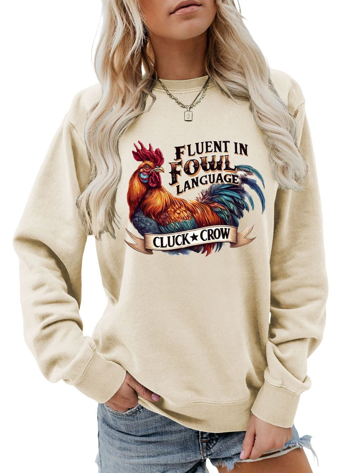 Sweatshirt pour femmes avec un motif humoristique de poulet et une coupe confortable