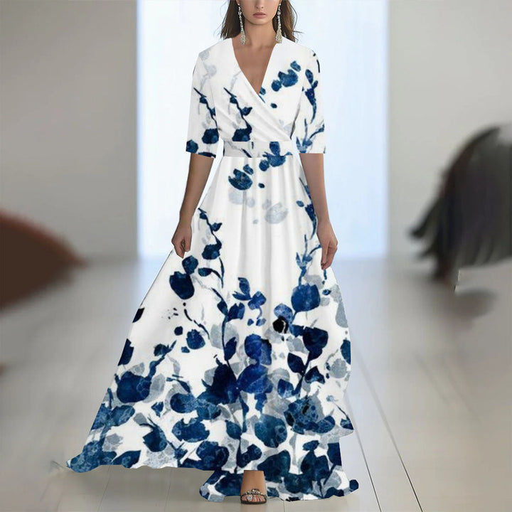 Fenina - Robe maxi à manches longues en chiffon fleuri