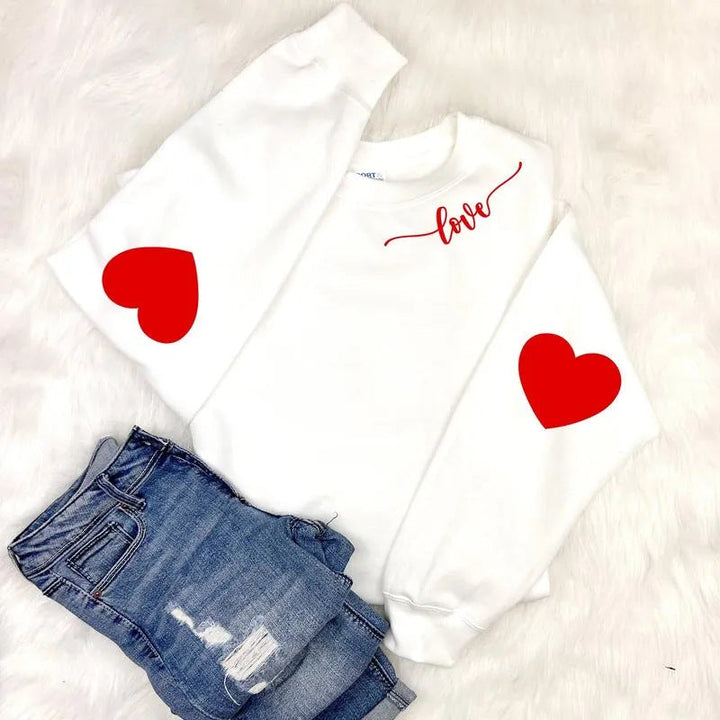 Sweat-shirt pour femmes avec design de cœurs et coupe décontractée