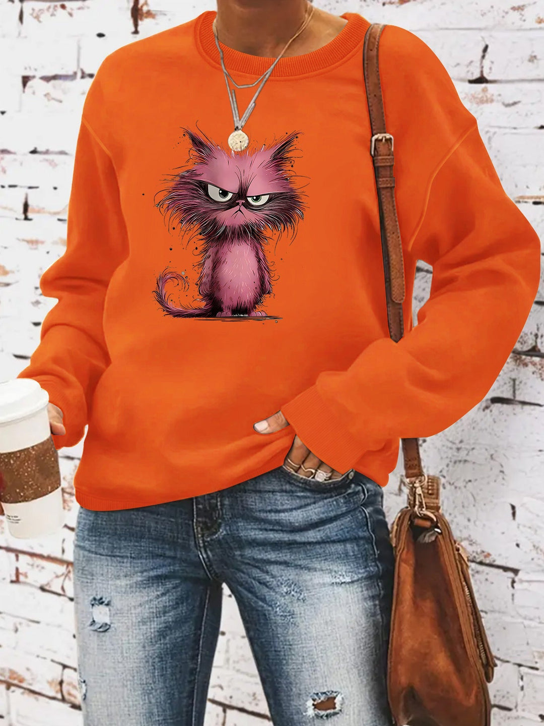 Sweatshirt pour femmes avec motif créatif de chat