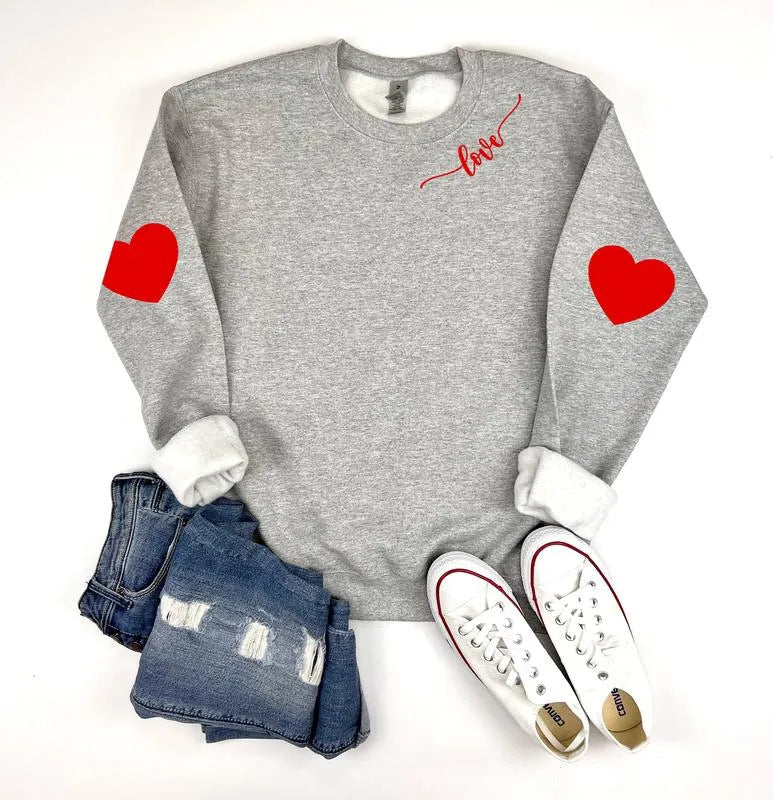 Sweat-shirt pour femmes avec design de cœurs et coupe décontractée