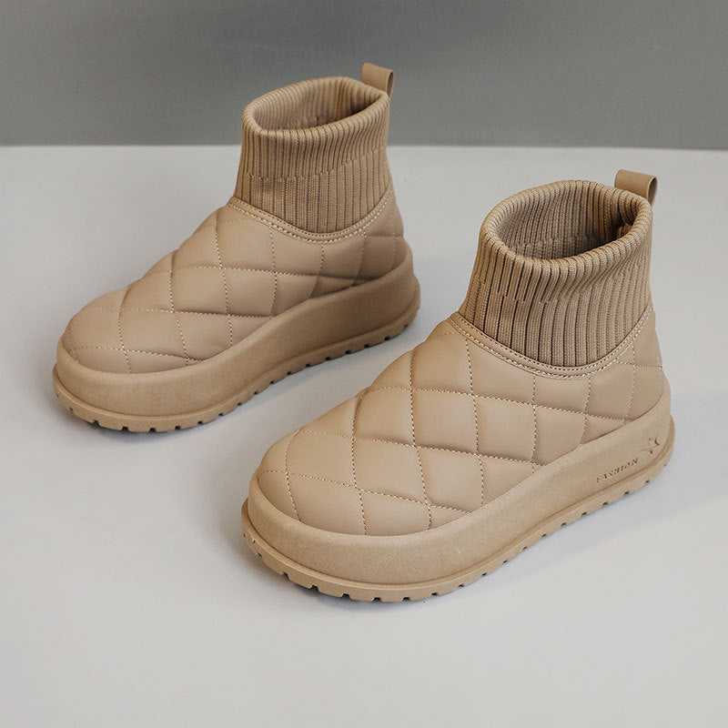 Bottes d'hiver pour femmes avec doublure en polaire isolante et semelle antidérapante