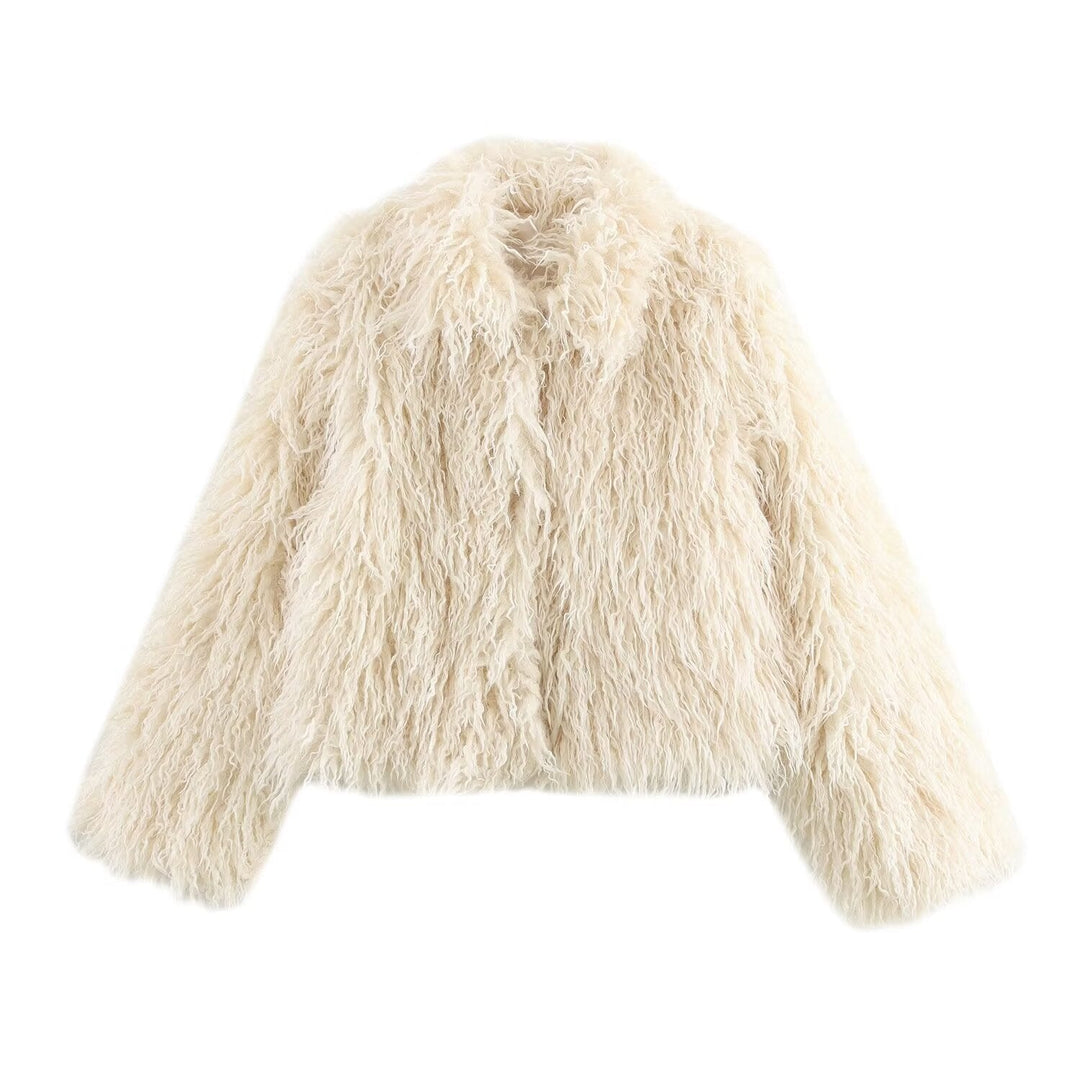 Olivia | Manteau en fausse fourrure pour femmes à manches longues avec col statement