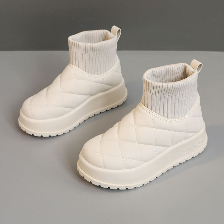 Bottes d'hiver pour femmes avec doublure en polaire isolante et semelle antidérapante