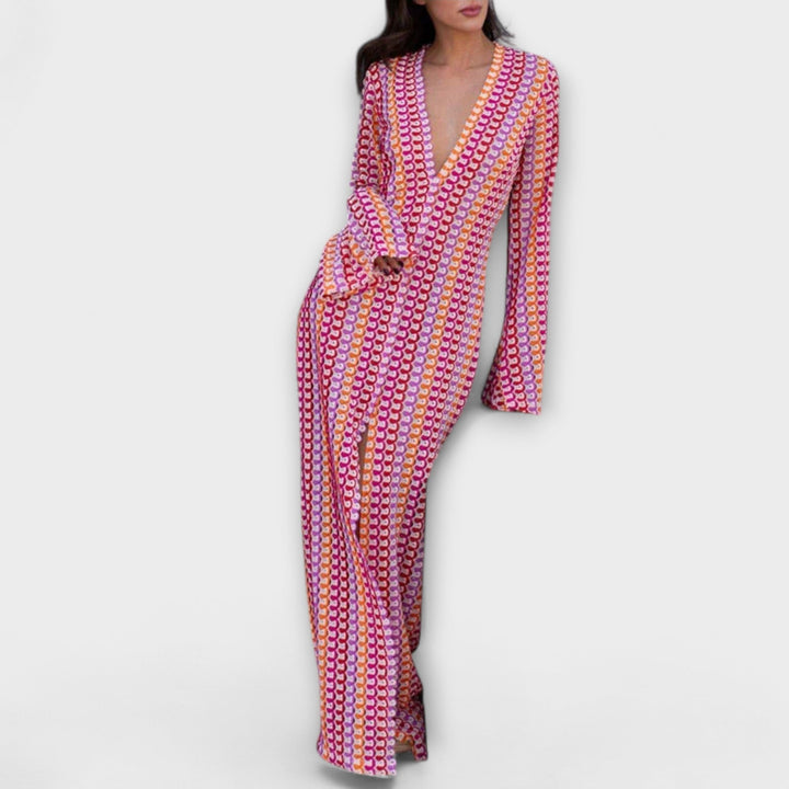 Eliora – Robe maxi avec décolleté en V et ambiance de vacances