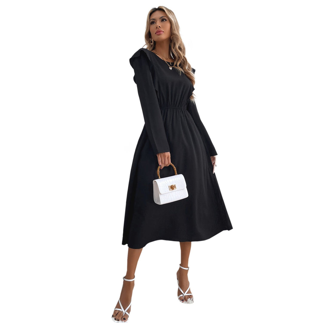 Robe maxi élégante pour femmes avec détails en volants et taille élastique