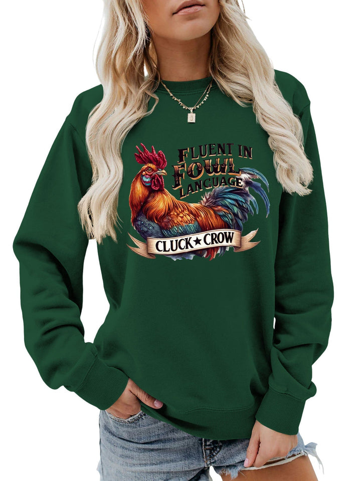 Sweatshirt pour femmes avec un motif humoristique de poulet et une coupe confortable