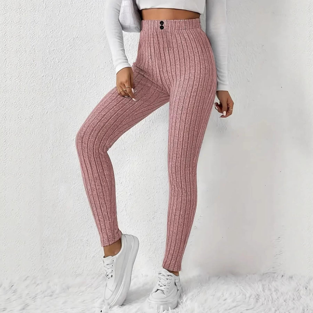 Leggings en maille côtelée taille haute pour femmes