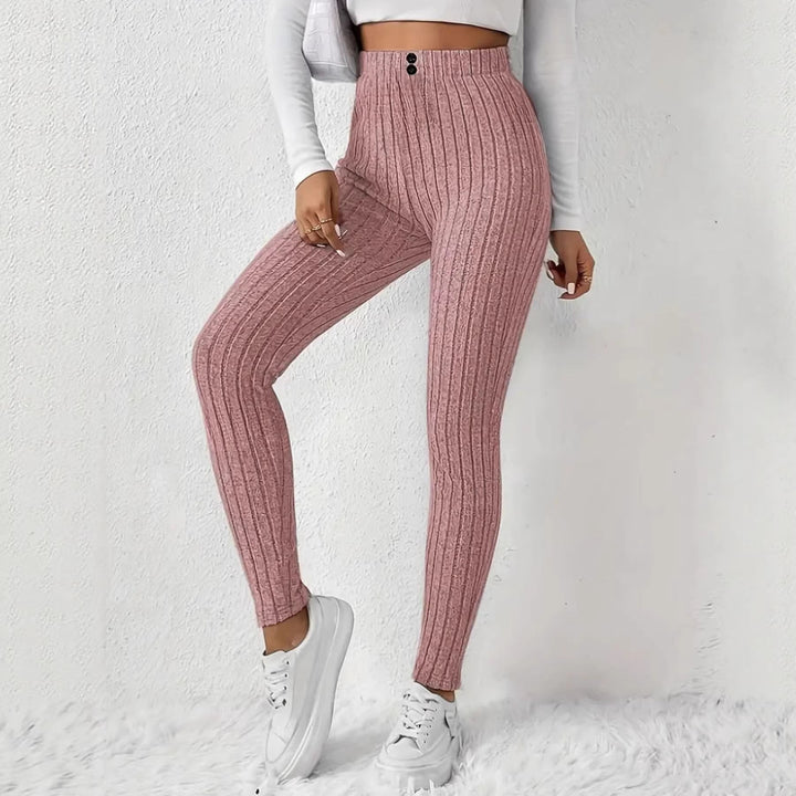 Leggings en maille côtelée taille haute pour femmes