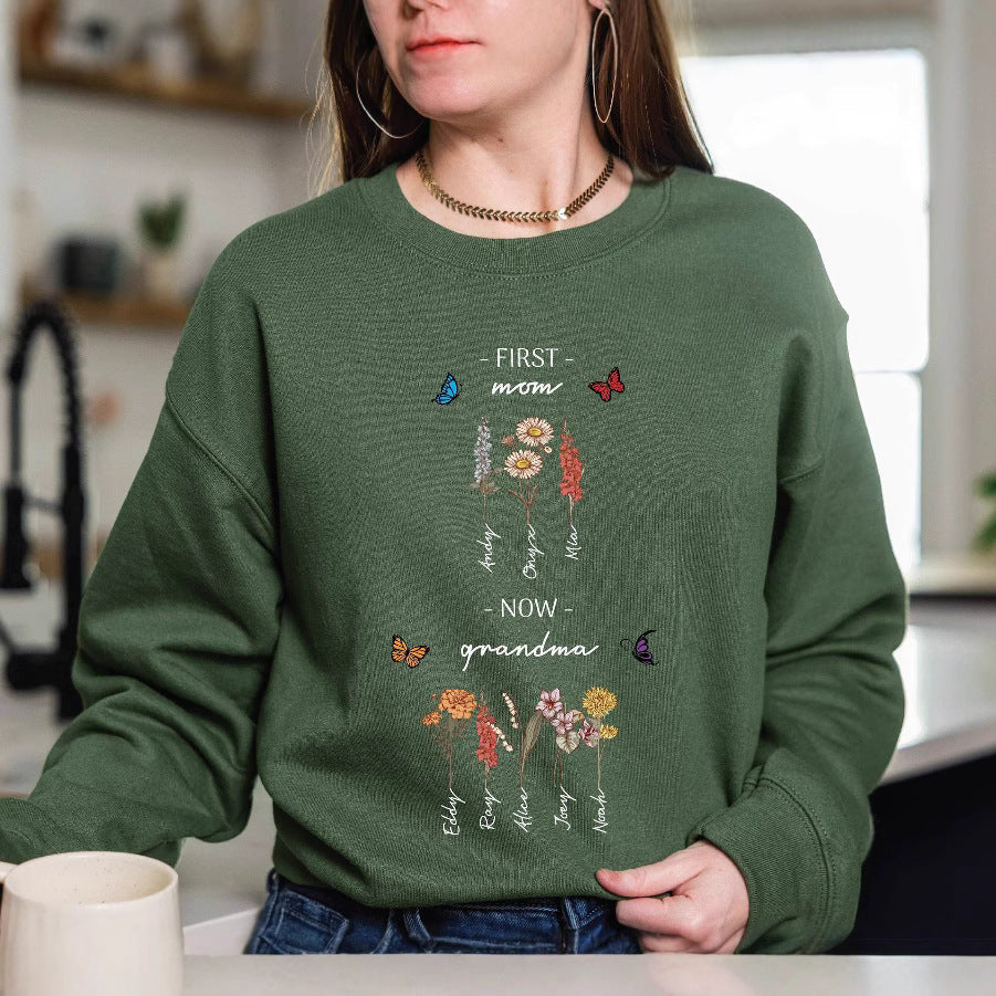Sweatshirt pour femmes avec impression florale et inscription inspirante