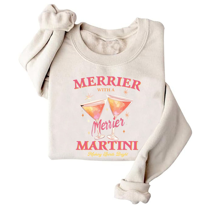 Sweatshirt pour femmes avec motif cocktail créatif et coupe décontractée
