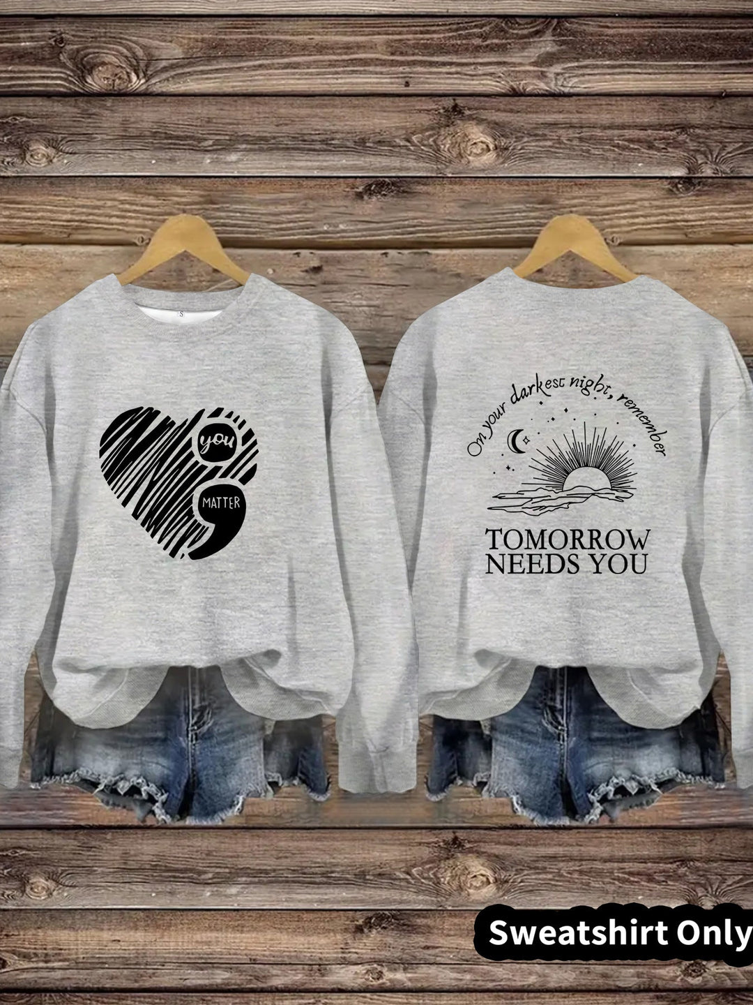Sweat-shirt pour femmes avec impression inspirante et grand motif en cœur