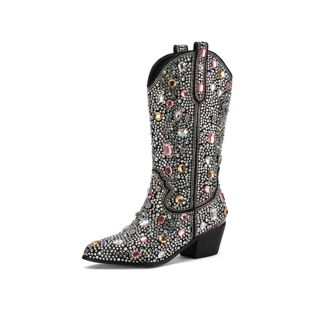 Bottes de cowboy scintillantes pour femmes | Mi-mollet