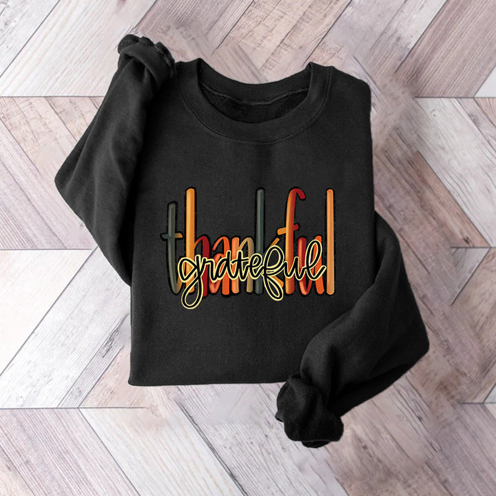Sweatshirt pour femmes avec un écriture créative "thankful" et une coupe confortable