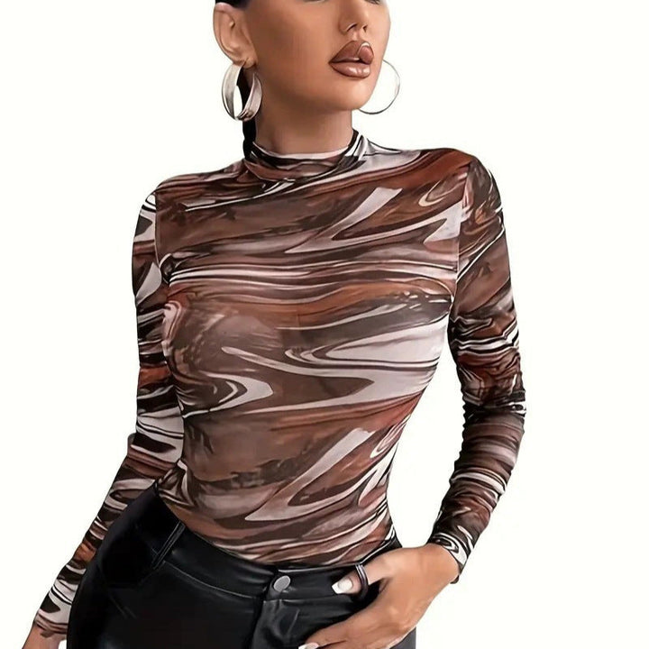 T-shirt à manches longues pour femmes avec un design abstrait moderne