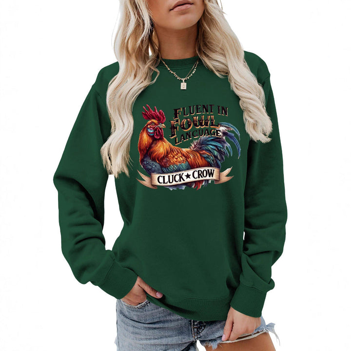 Sweatshirt pour femmes avec un motif humoristique de poulet et une coupe confortable