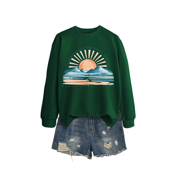 Sweat-shirt pour femmes avec un design inspirant de lever de soleil et une coupe décontractée