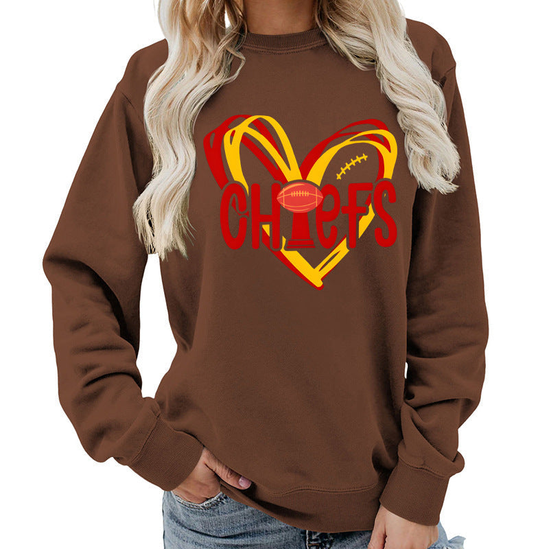 Sweatshirt pour femmes avec motif en cœur et graphiques sportifs créatifs