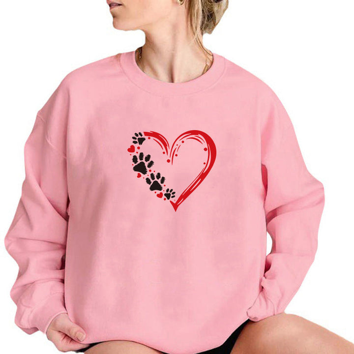 Sweatshirt pour femmes avec design créatif de cœur et de patte