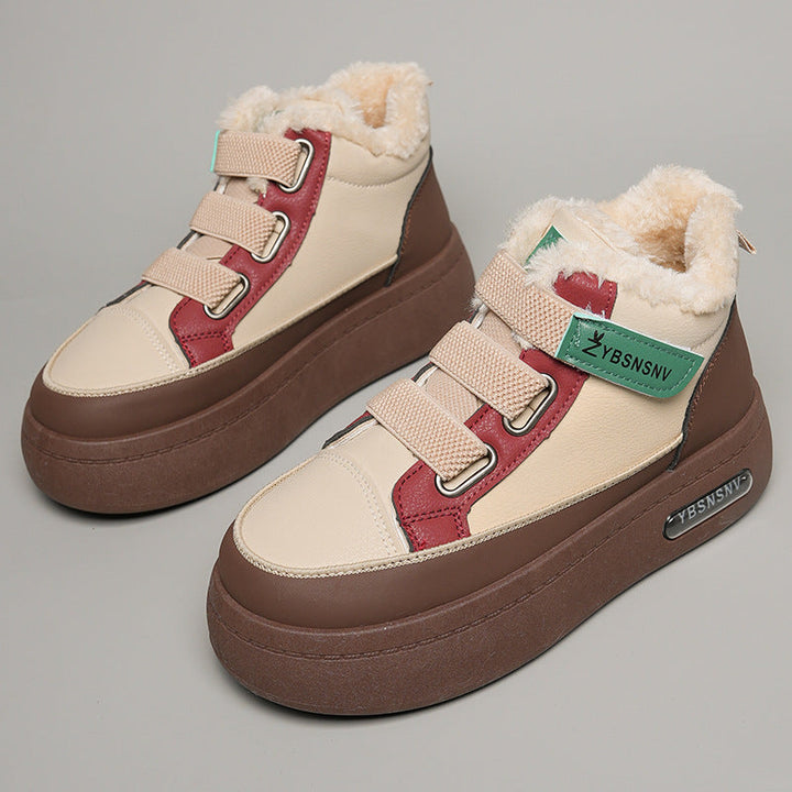 Baskets montantes d'hiver pour femmes avec un rembourrage en polaire confortable et un design sportif