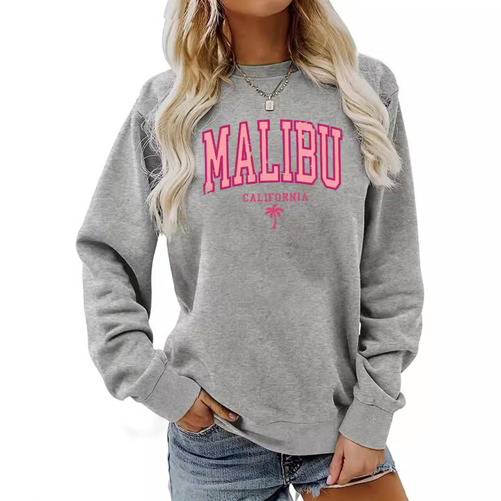 Sweatshirt pour femmes avec inscription Malibu enjouée et coupe décontractée