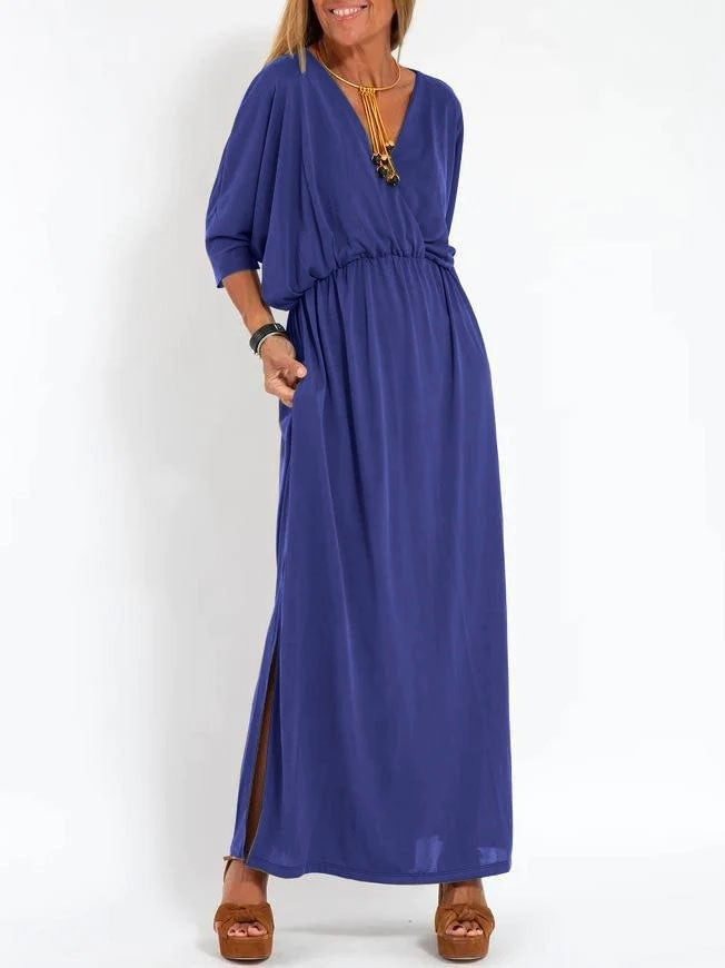 Robe maxi élégante pour femmes avec fente latérale et taille élastique
