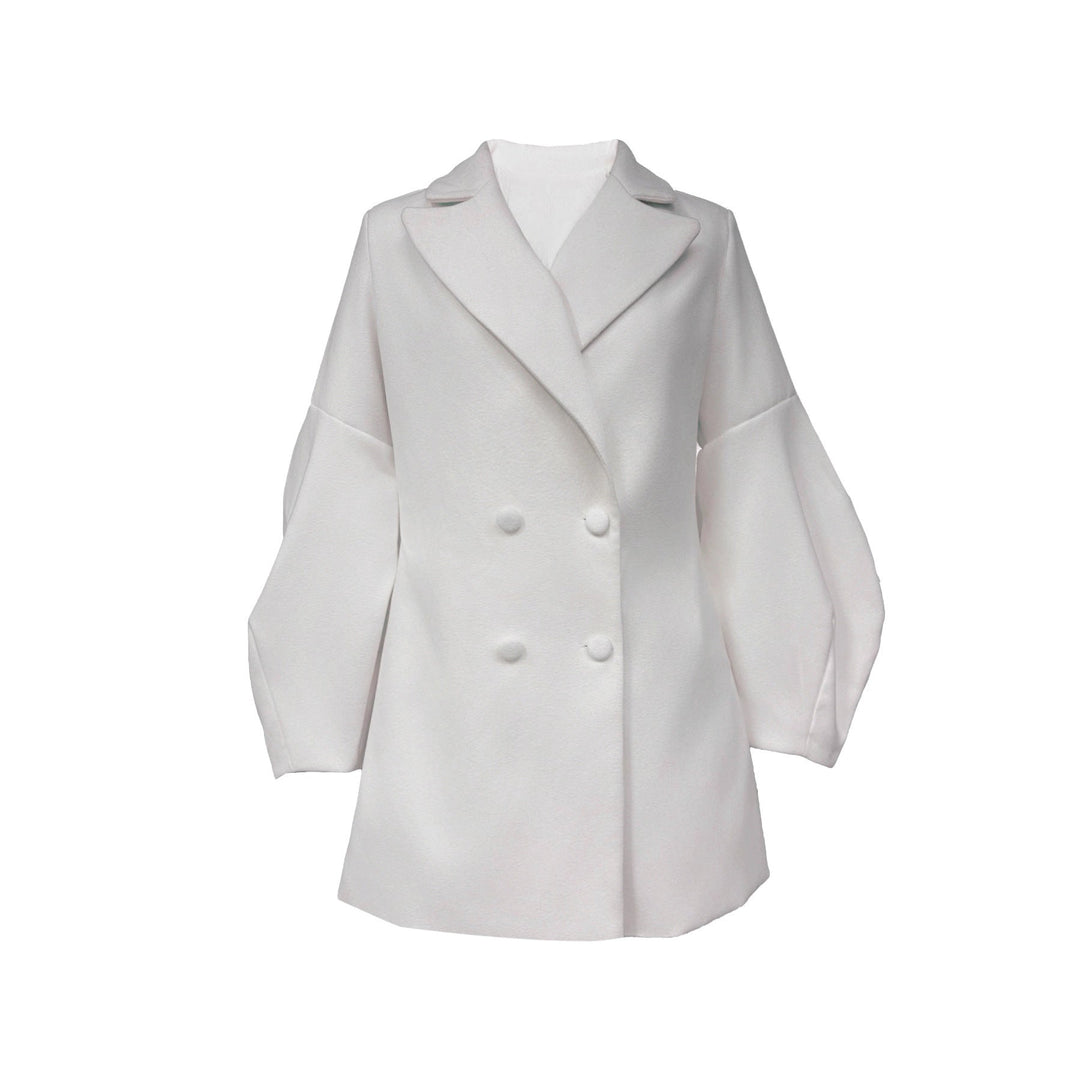 Robe blazer élégante à double boutonnage pour femmes avec des manches volumineuses
