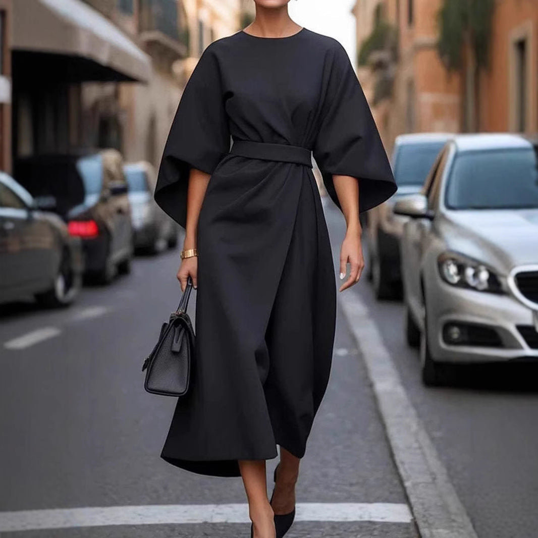 Elena - Robe midi avec ceinture et manches kimono