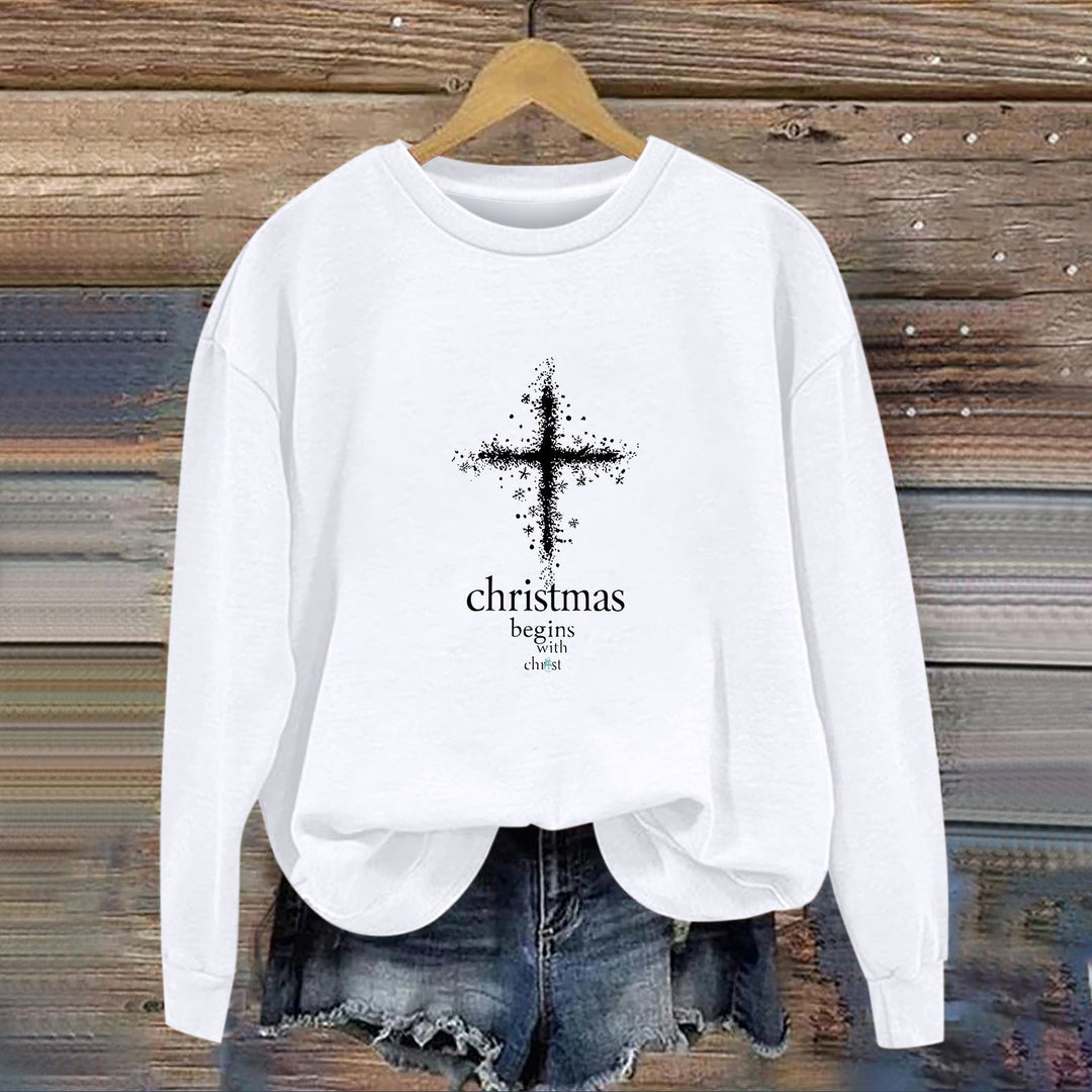 Sweatshirt pour femmes avec motif chrétien et intérieur doux