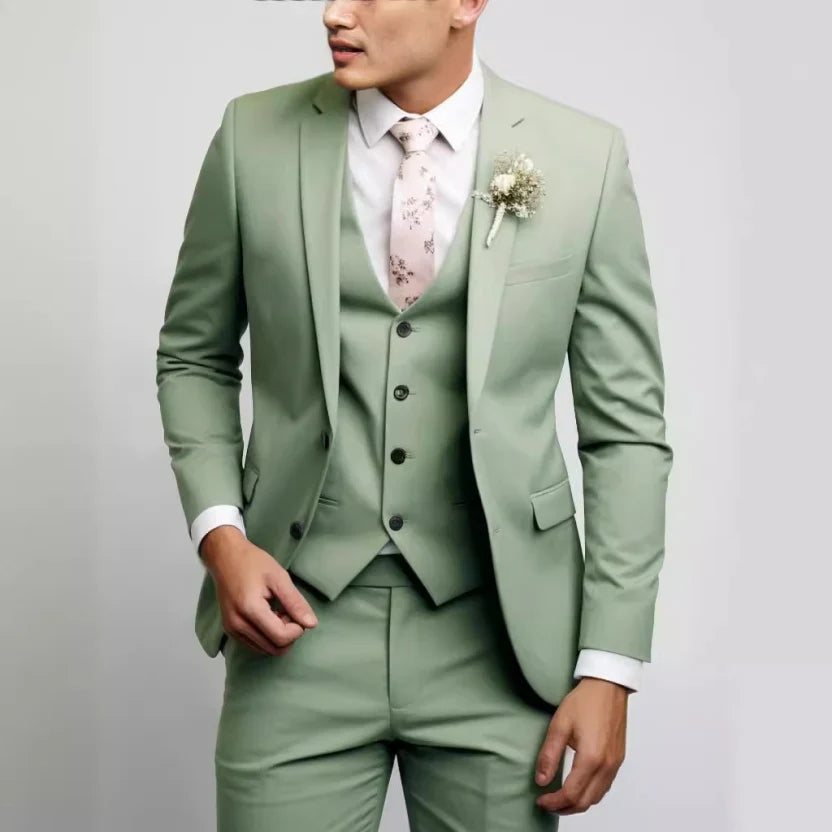 Costume de mariage moderne 3 pièces pour hommes | Vert