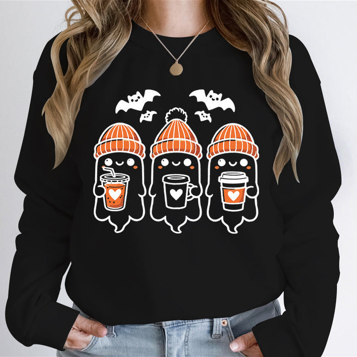 Sweatshirt pour femmes avec un design de fantômes joyeux et une coupe confortable