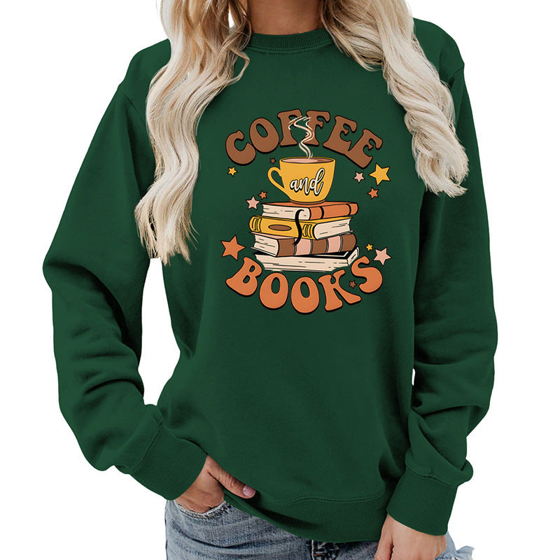 Sweatshirt pour femmes avec design créatif de livre de café