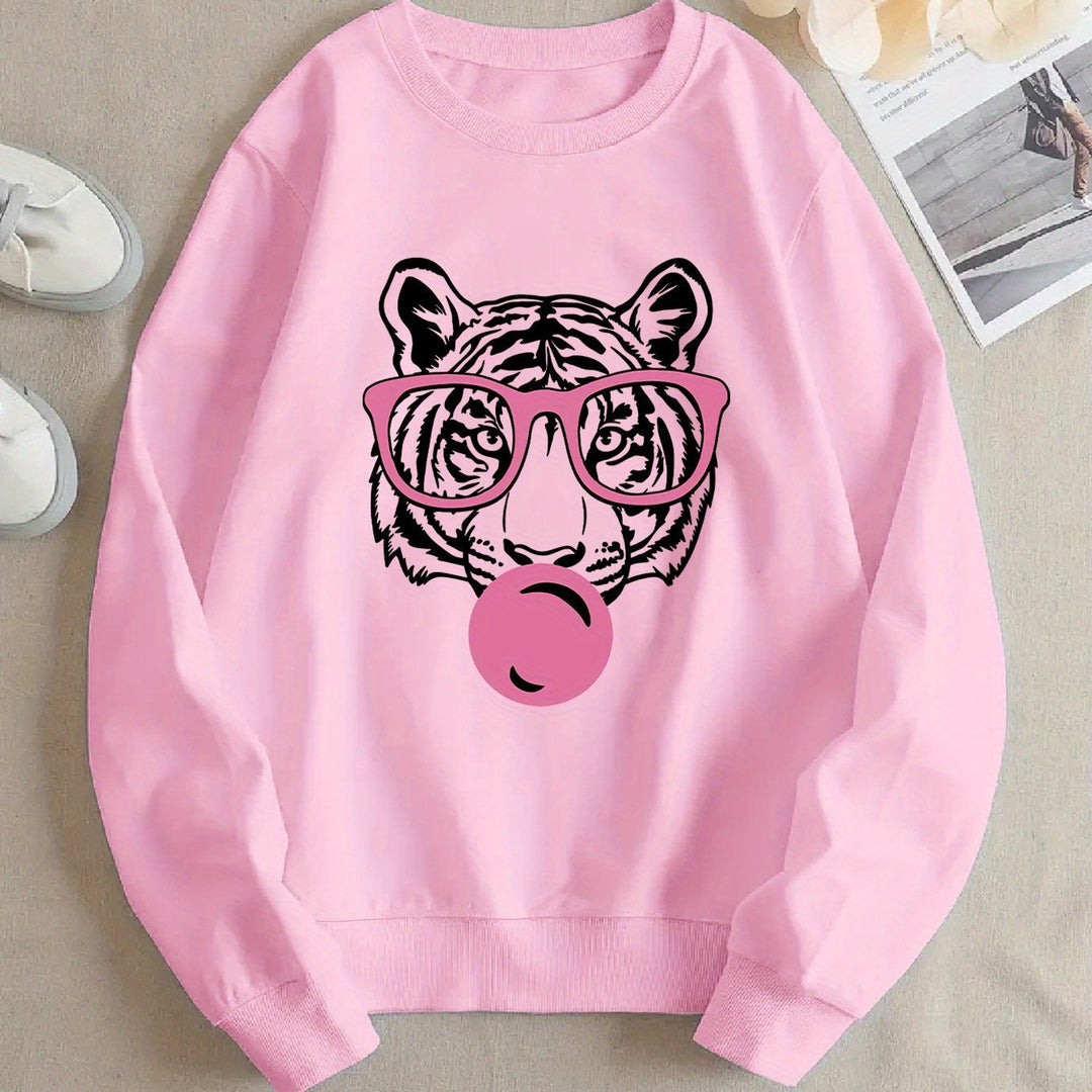 Sweat-shirt pour femmes avec un design créatif de tigre et une coupe décontractée