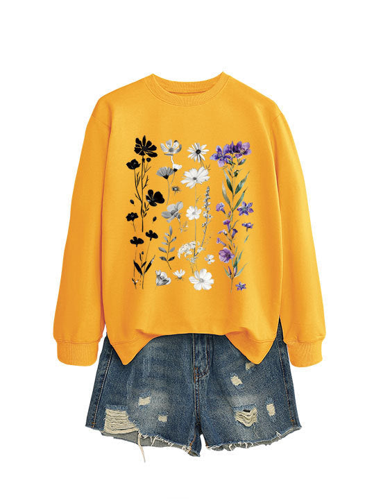 Sweat-shirt pour femmes avec design graphique floral et doublure douce