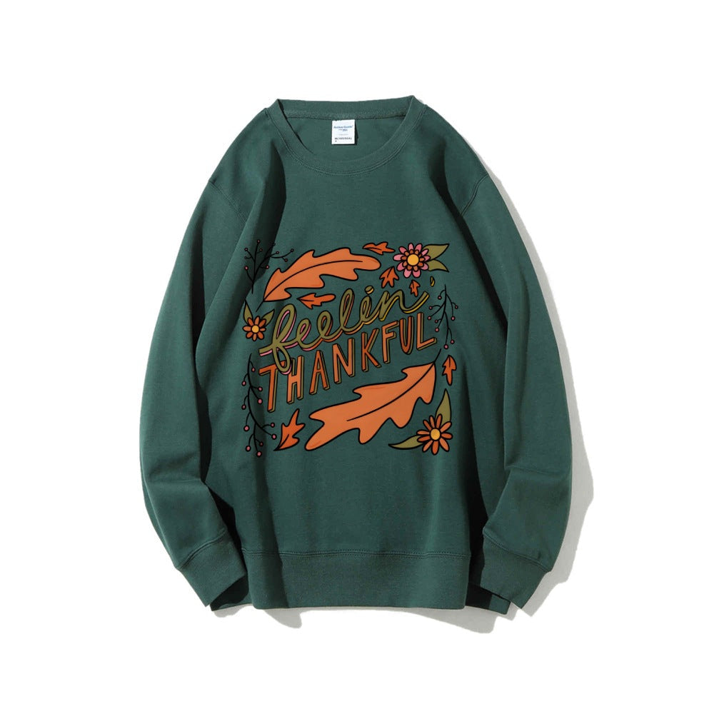 Sweatshirt pour femmes avec motif automnal coloré et inscription inspirante