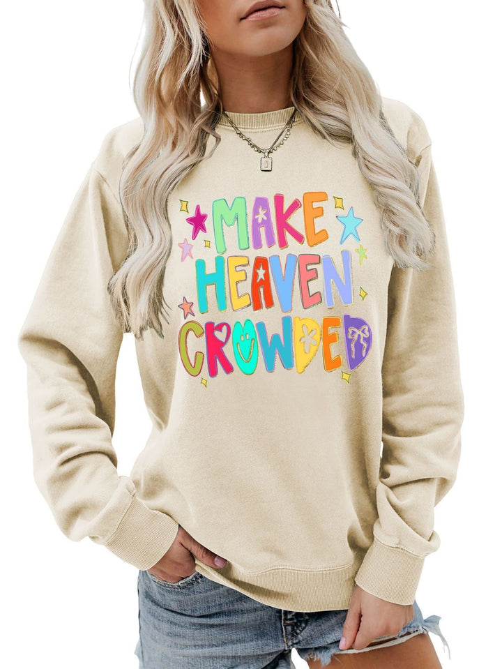 Sweatshirt pour femmes avec motif coloré et inscription ludique