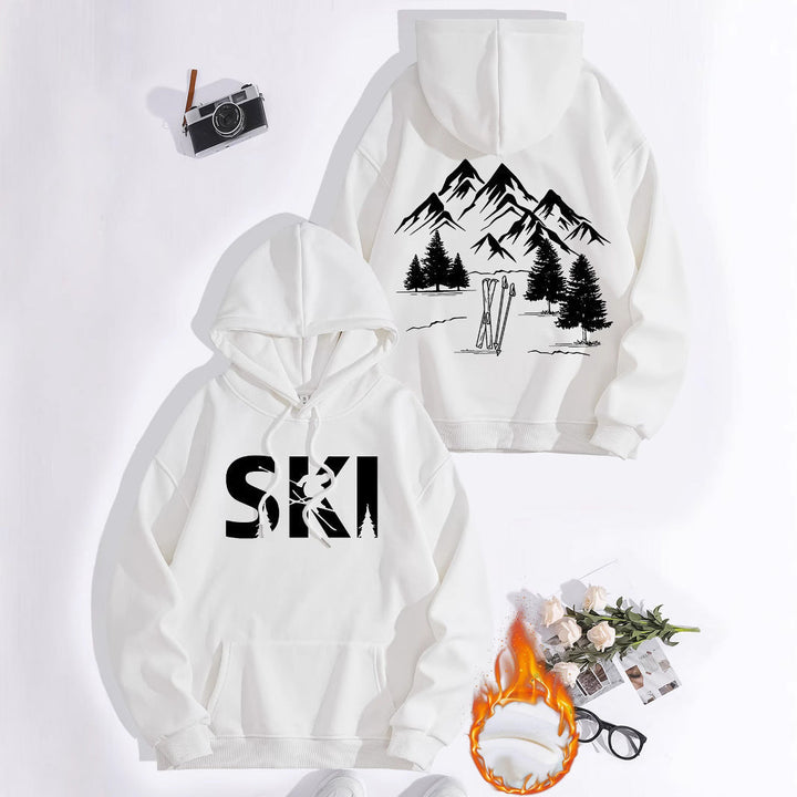 Sweat à capuche pour femmes avec un design artistique de ski et une coupe confortable