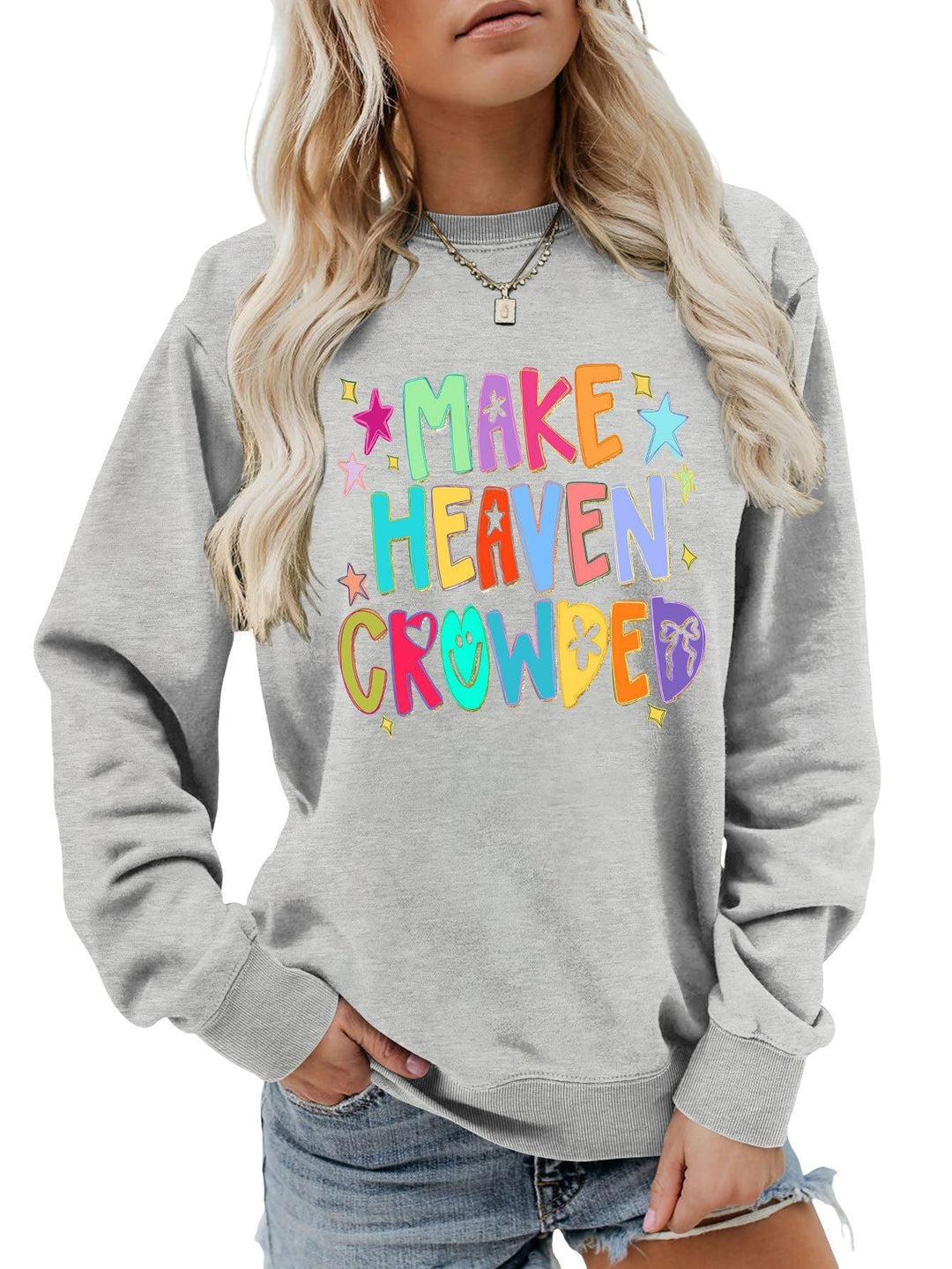 Sweatshirt pour femmes avec motif coloré et inscription ludique